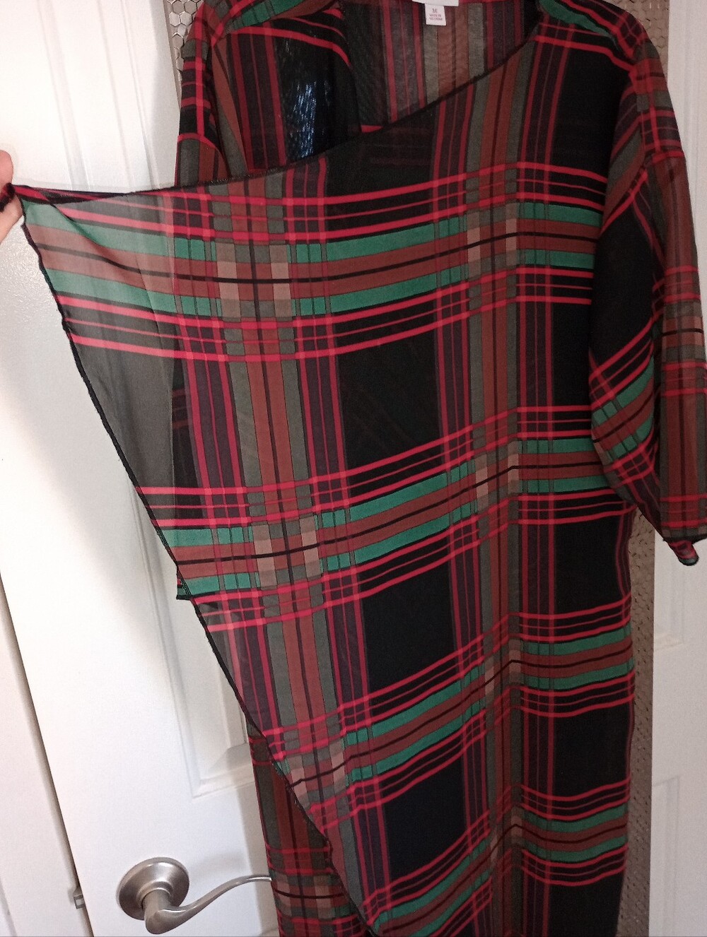 LuLaRoe Plaid Sheer Cardigan - Picture 3 of 5